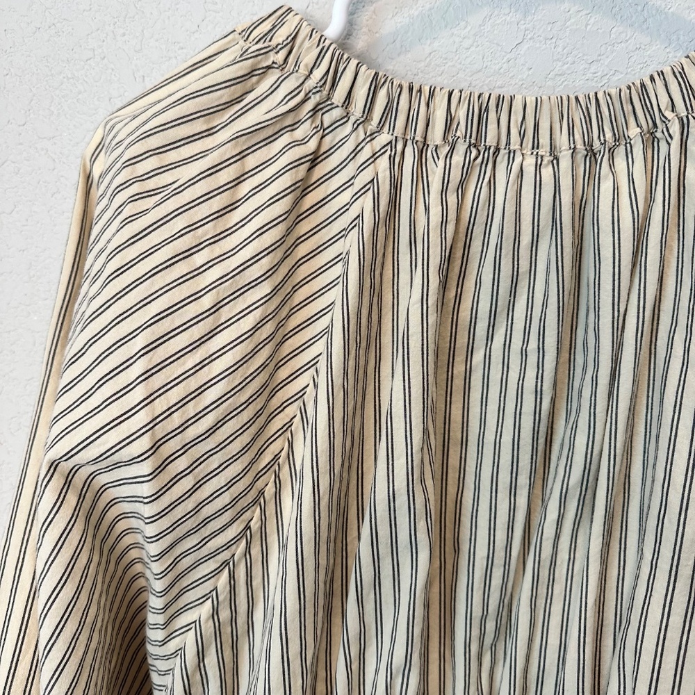 Free People Striped Blouse in Cream and Brown - Picture 4 of 8